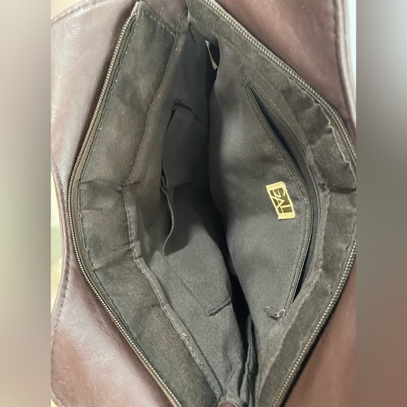 GAL Dark Brown Leaf Fringe Beaded Handle Boho Bag EUC - Picture 6 of 10